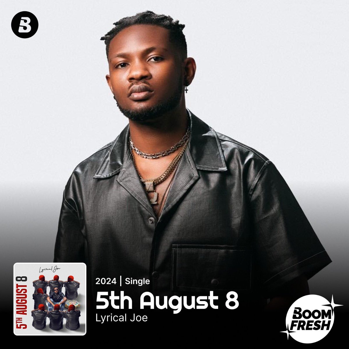 _Lyricaljoe's tweet image. 𝐋𝐲𝐫𝐢𝐜𝐚𝐥 𝐉𝐨𝐞 - 𝟓𝐭𝐡 𝐀𝐮𝐠𝐮𝐬𝐭 𝟖  was featured on .@BoomplayGhana ‘s #BoomFresh 
Produced by : .@ProdPhredxter 

Stream now on Boomplay: boomplay.com/share/music/17…
#5thAugust8 #LyricalJoe