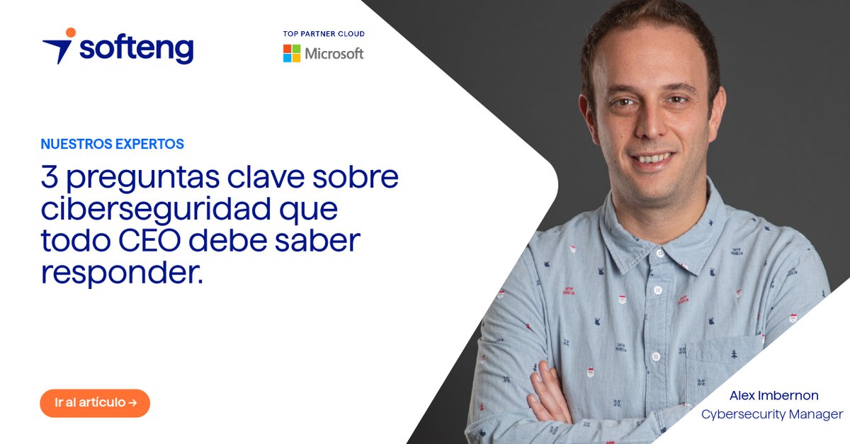 Softeng (@softeng_es) on Twitter photo Los CEOs y líderes con ambición digital saben que en la era de la #IA, la #ciberseguridad es clave.
Por ello, le hemos pedido a Alex Imbernon, Cybersecurity Manager de #Softeng, que nos responda a las 3 preguntas clave para estar preparado: softeng.cc/3-preguntas-cl… Los CEOs y líderes con ambición digital saben que en la era de la #IA, la #ciberseguridad es clave.
Por ello, le hemos pedido a Alex Imbernon, Cybersecurity Manager de #Softeng, que nos responda a las 3 preguntas clave para estar preparado: softeng.cc/3-preguntas-cl…