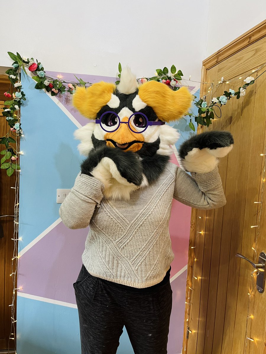 Nyxia_Creations's tweet image. Everyone meet Delvin the rockhopper penguin! This one was definitely a challenge, but very fun to try out something new!

#anthroart #FursuitEverday #fursuitmaker #fursuiter #furryart