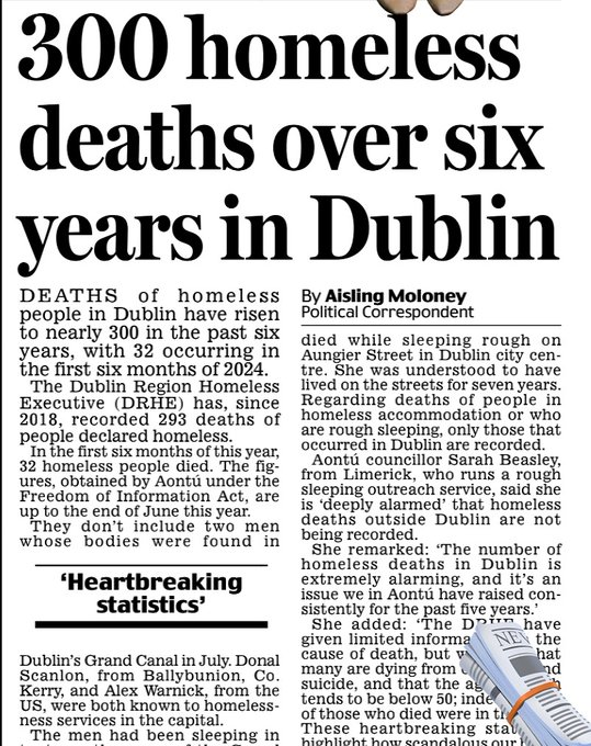 WatchdogTh96012's tweet photo. Imagine the outcry from the woke leftists if 300 Asylum seekers had died while homeless!  Alas, they do not care.  There is no money or virtue signaling to be had from homeless Irish citizens.  #Homelessness #HomelessDublin #IrelandFirst https://t.co/2fj1l7mHRG