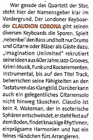 willwork4funk's tweet photo. "Crisp rhythms, catchy harmonies and a fine knack for arrangement!" - danke German Na Dann mag for the good ink on Claudio  Corona aka @HammondVibe's debut full-length 'Imagination Unlimited' on @VintageLMusic! https://t.co/V2nOxDaMkt