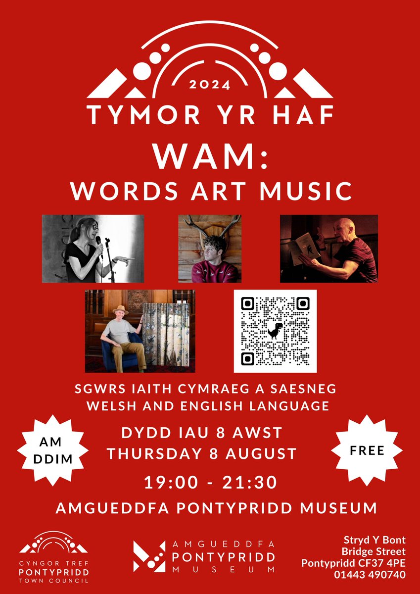WAM • Words Art Music (@words_art_music) on Twitter photo It's #WAM on the road at <a href="/PontyMuseum/">Amgueddfa Pontypridd Museum</a> this Thursday as part of <a href="/PontyTC/">PTC</a>'s #TymorYrHaf!
Joining <a href="/MikeChurchpetra/">Mike Church</a> are music journalist Steph McNicholas, award-winning artist Paul Green and retuning WAMster <a href="/AledRheon/">Aled Rheon</a>.
Free Tickets: eventbrite.com/e/wam-words-ar…
facebook.com/events/8205587… It's #WAM on the road at <a href="/PontyMuseum/">Amgueddfa Pontypridd Museum</a> this Thursday as part of <a href="/PontyTC/">PTC</a>'s #TymorYrHaf!
Joining <a href="/MikeChurchpetra/">Mike Church</a> are music journalist Steph McNicholas, award-winning artist Paul Green and retuning WAMster <a href="/AledRheon/">Aled Rheon</a>.
Free Tickets: eventbrite.com/e/wam-words-ar…
facebook.com/events/8205587…