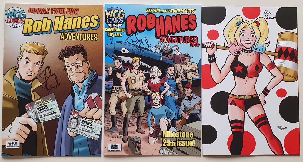 Caltex_98's tweet photo. #SDCC2024 #comichaul: #RobHanesAdventures 21 &amp; 25, #ArchieJudgementDay 2 with #HarleyQuinn variant cover, #Adventureman 3 Ghost Lights by #Mattfraction and personalized by @TerryDodsonArt #comics #Serier https://t.co/uJdDrzAWQT