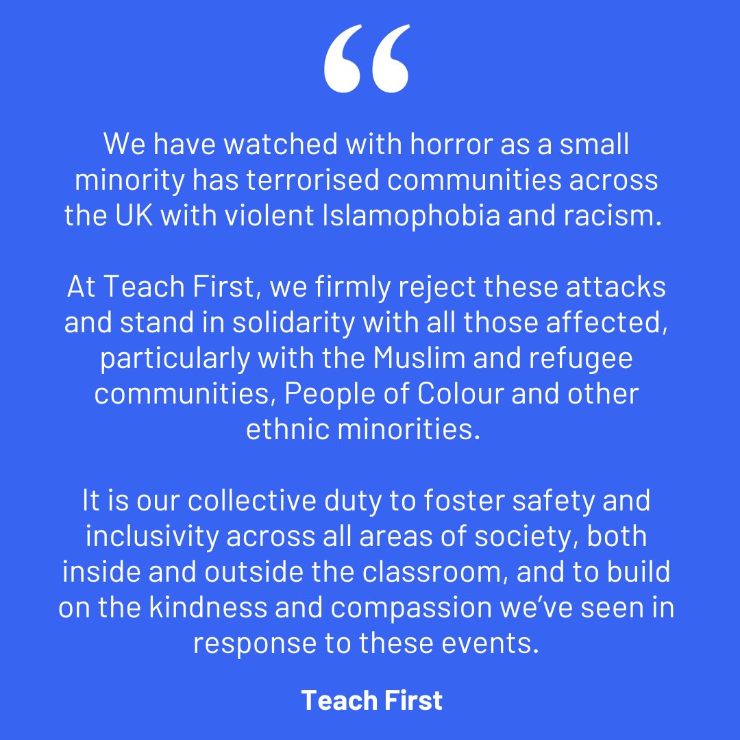 It is our collective duty to foster safety and inclusivity across all areas of society, both inside and outside the classroom, and to build on the kindness and compassion we’ve seen in response to these events.