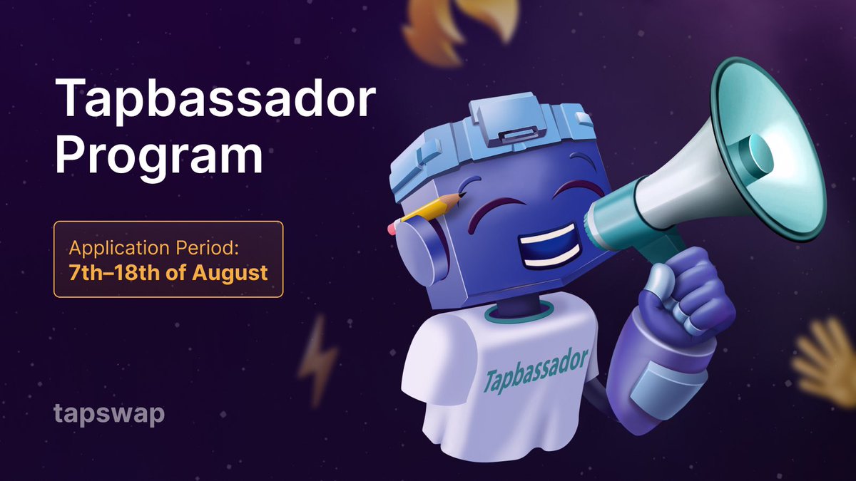 Crypto4bailout's tweet image. Breaking : 🔥🔥 Tapswap is launching Tapbassador Program.

Apply as Ambassador the community will like to test something at launch.