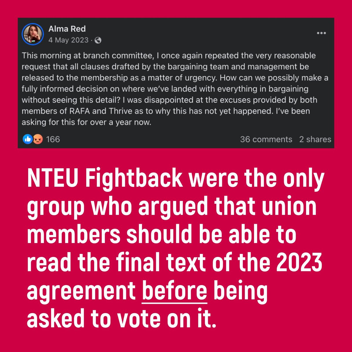 SydneyFight's tweet photo. We believe that members should be fully informed of progress in bargaining. We were the only ones speaking up about members not being shown the full clauses of what was being negotiated. Our union must do better! Find out how to vote for NTEU Fightback at https://t.co/HDrn5Tif7g https://t.co/2Z3ucVje1a