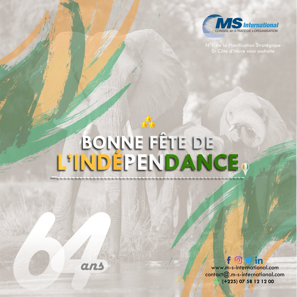 cabinet_msinter's tweet photo. Joyeuse fête d'indépendance à tous les Ivoiriens.

#independanceday #7aout #Cotedivoire #msinternational #strategie #organisation https://t.co/FN2ml9Vnhl