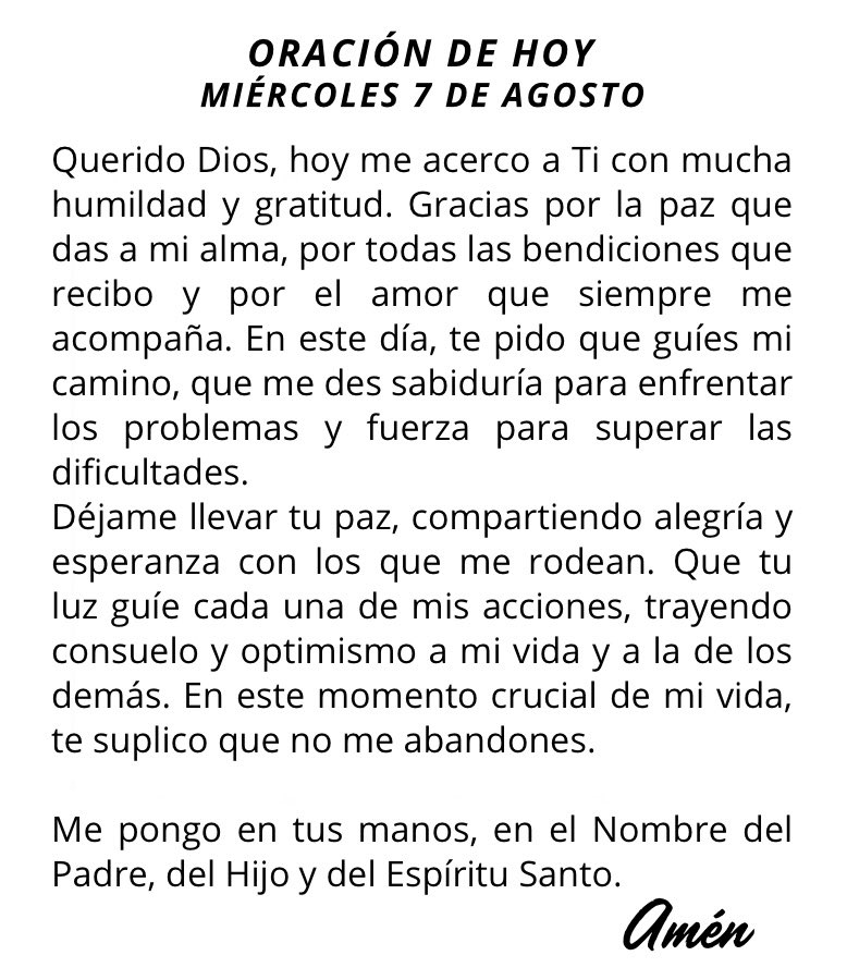 Oración de hoy miércoles🌟