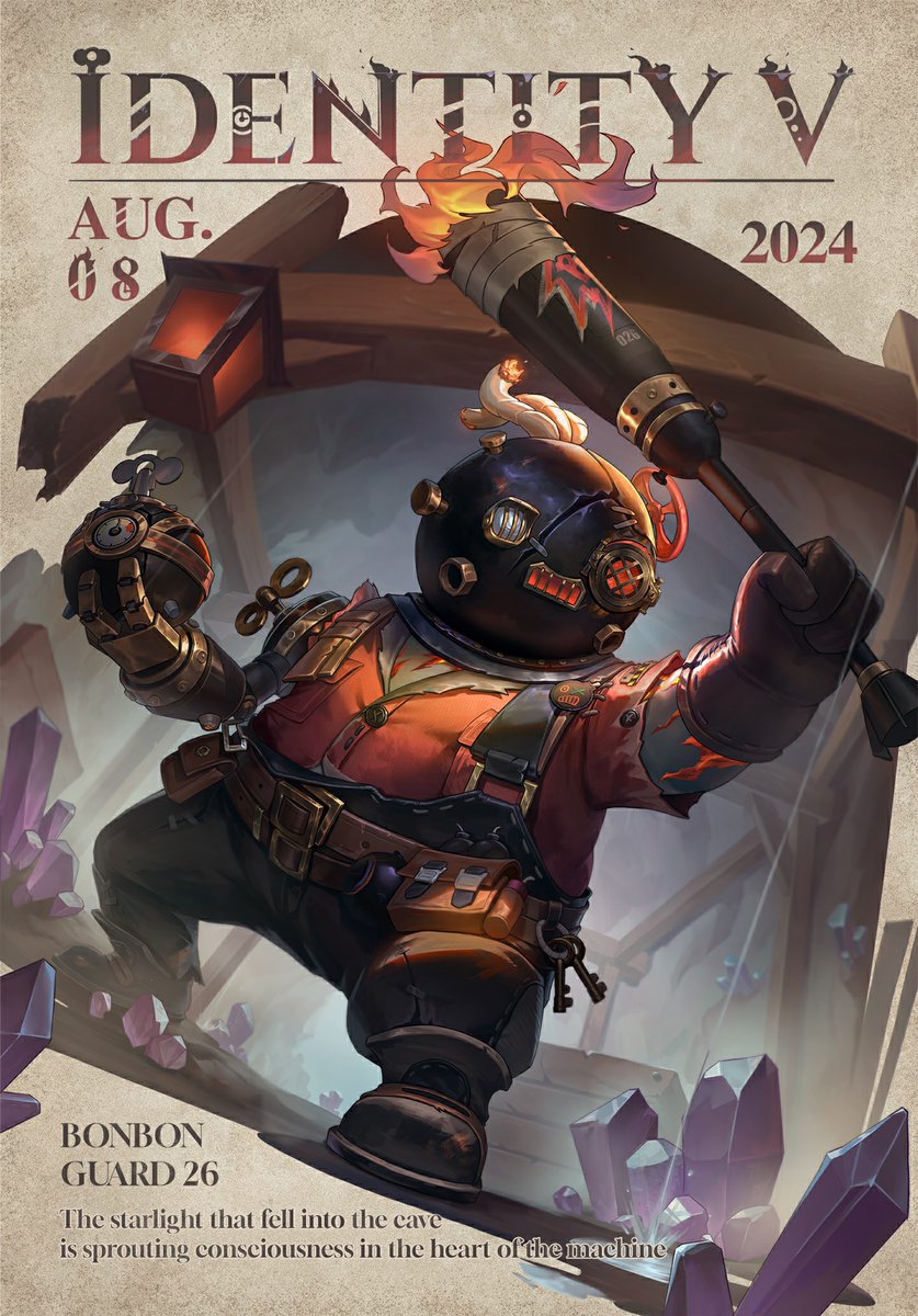 GameIdentityV's tweet photo. Dear Visitors,
Beneath the cold metal shell, a warm heart always pulses with life.
It's our dear Guard 26's special day today! Happy Character Day, Bonbon!
#IdentityV #Guard26 #CharacterDay https://t.co/wLx5V7Hl3m