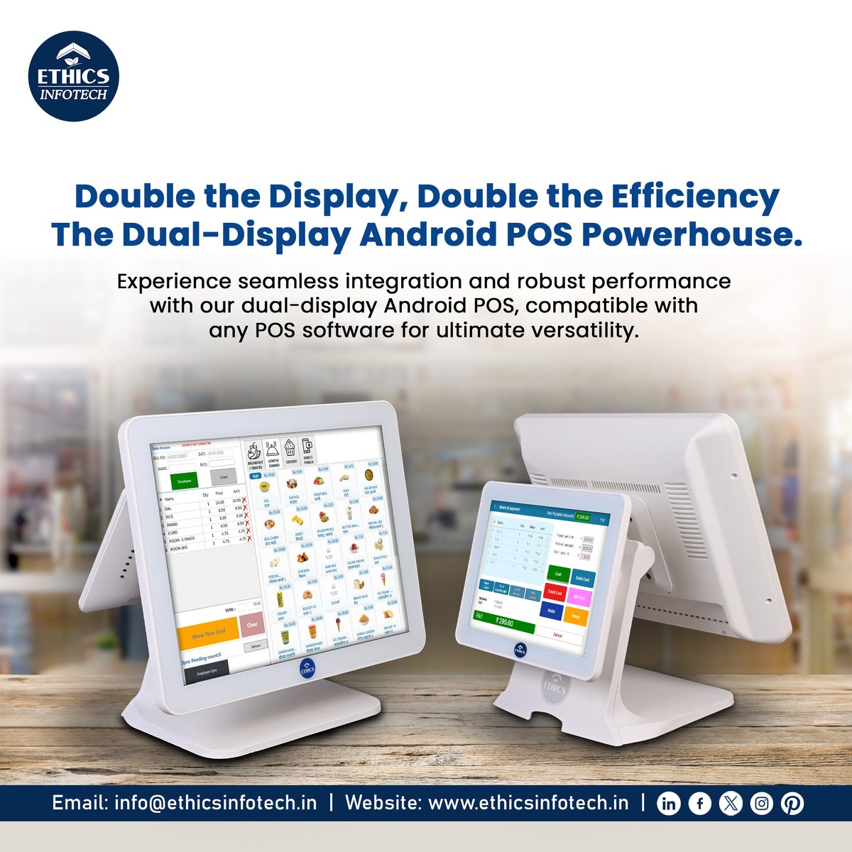 InfotechEthics's tweet image. Our advanced dual-display Android POS offers compatibility with any software, ensuring adaptability and future-proof technology for your business. 

To Know more, visit ethicsinfotech.in/android-pos-ma….

#androidpos #androidposmachine #androidposterminal #androidpossystem