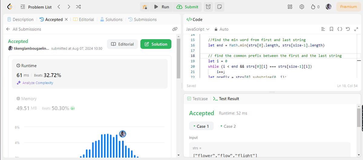 GaelTikeng's tweet photo. Day 6 of #30daysOfCode
"Longest Common Prefix"
Write a function to find the longest common prefix string amongst an array of strings
If there is no common prefix, return an empty string "".

Input: strs = ["flower","flow","flight"]
Output: "fl"
#31daysofalgorithms
#RebaseDatathon https://t.co/nLzHUinKbU