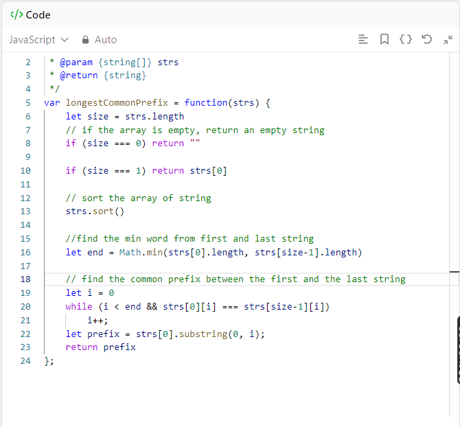 GaelTikeng's tweet photo. Day 6 of #30daysOfCode
"Longest Common Prefix"
Write a function to find the longest common prefix string amongst an array of strings
If there is no common prefix, return an empty string "".

Input: strs = ["flower","flow","flight"]
Output: "fl"
#31daysofalgorithms
#RebaseDatathon https://t.co/nLzHUinKbU