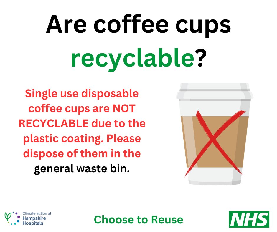 🚮 When you're finished, please throw your coffee cup in the general waste bin, NOT the recycling bin. Disposable coffee cups aren't recyclable.
✅ Why not use a reusable cup for your take away coffee next time? Make a positive difference and save money too!✨