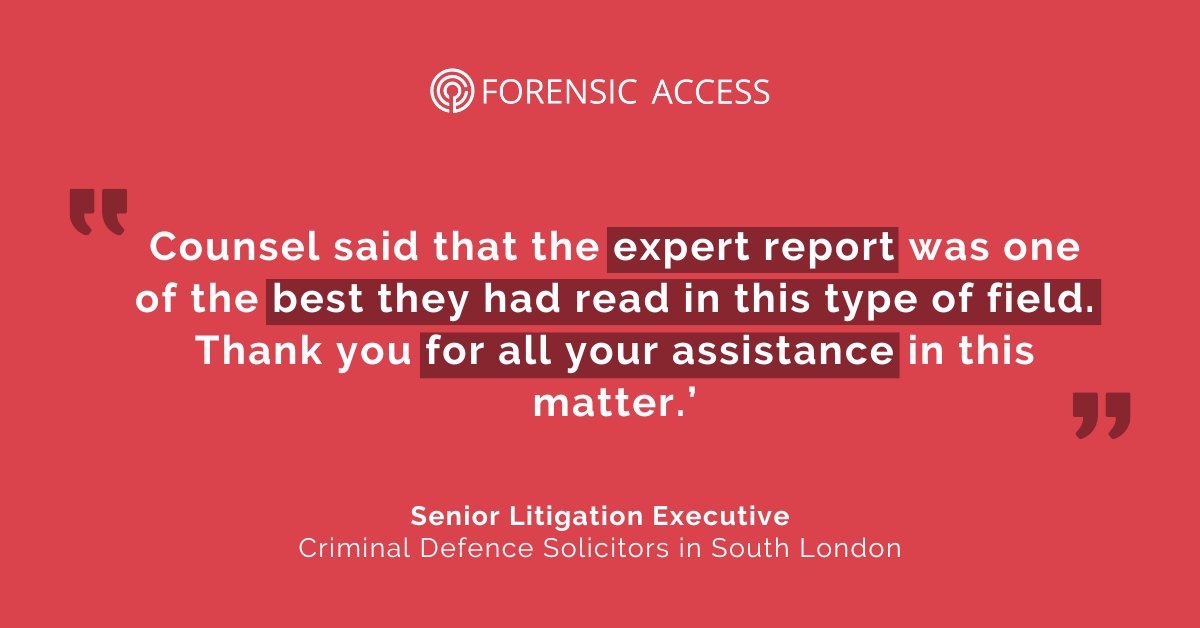 ForensicAccess's tweet image. 🤝 Well done to the #casework managers and expert who received positive #feedback from @BlackfordsLLP.

In this case, our Collision Investigator provided a report which resulted in the Crown Court dropping all the charges.

Contact our casework team: ow.ly/bcUi50RSm8t