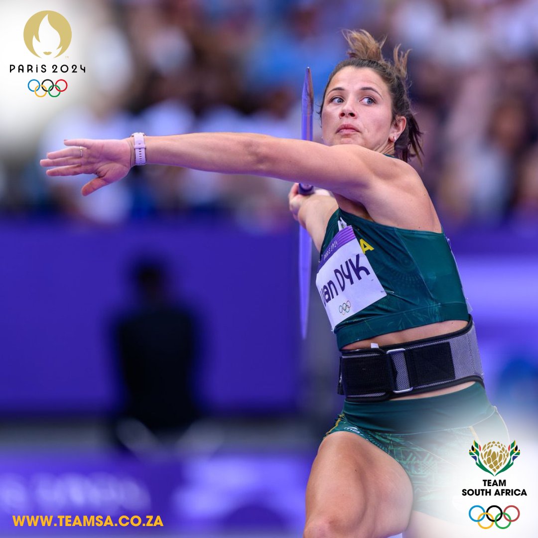 🚨Jo-Ane van Dyk throws a personal best of 64.22m to finished 1st in the Women's Javelin Qualification (Group A). She is through to the Javelin finals!

#TeamSA #ForMyCountry #Olympics