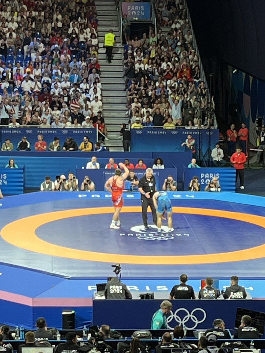 AlexMaragosNBC's tweet photo. Chicago’s Joe Rau loses in the repechage round of 97kg Greco-Roman wrestling. His Olympics may be over but his story should inspire people after today: trying to be the best, never giving up even when the odds say you should. https://t.co/XXIXtmQUKf