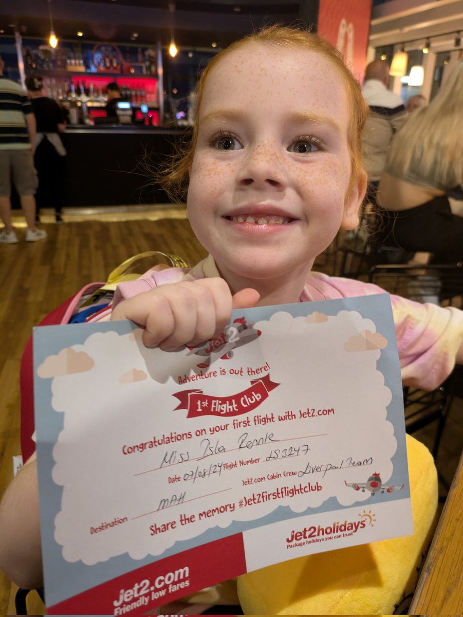 _LEJones's tweet photo. @jet2tweets Thank you for Isla's certificate at Liverpool this morning #jet2firstflightclub https://t.co/xHpf2LPsly
