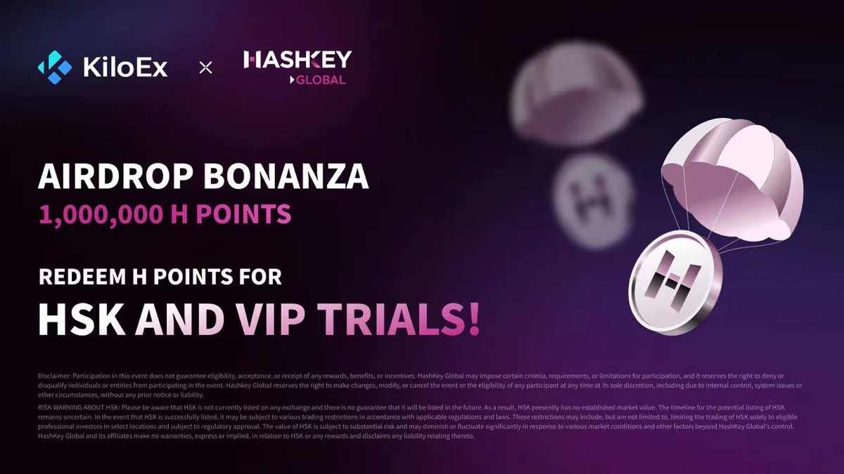 We’re thrilled to partner with <a href="/HashKey_Global/">HashKey Global</a> and launch a joint #airdrop event! 🚀   

HashKey Global is soon releasing their token $HSK. Complete simple tasks on <a href="/Galxe/">Galxe</a> to earn HashKey airdrop rewards! 🎉  

Join now: app.galxe.com/quest/KiloEx/G…