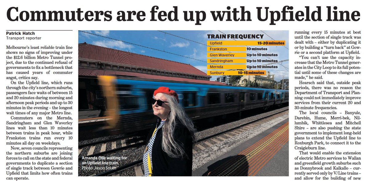 ptua's tweet image. Most people don't want to live their lives by timetables. More train services = less waiting time, better connections, and makes public transport a better more viable alternative to driving. #MoreServicesPlease 
Full story: theage.com.au/national/victo… (Paywall)