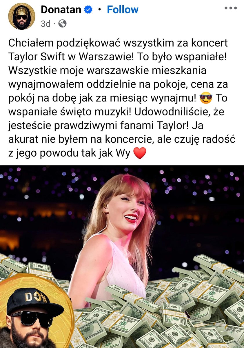 DawidParzyk's tweet photo. Pokój na dobe w cenie za miesiąc efekt Taylor Swift :)
https://t.co/bu6Navdokn
#nieruchomosci #mieszkania #mieszkanie #donatan #taylorswift #warszawa https://t.co/d26GiEQrv0