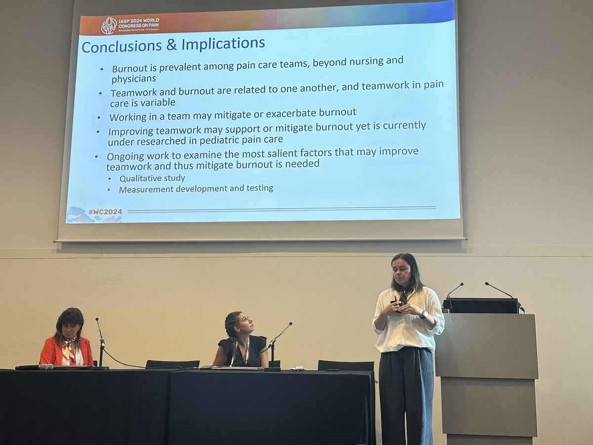 So great to see <a href="/Dr_CWHess/">Courtney Wynne Hess, PhD</a> present on her groundbreaking work on the science of teams in pediatric pain. Her ongoing and future work will be critical contributions to our field. Can’t wait to see what comes next! <a href="/IASPCongress/">World Congress/Pain</a> #WC2024