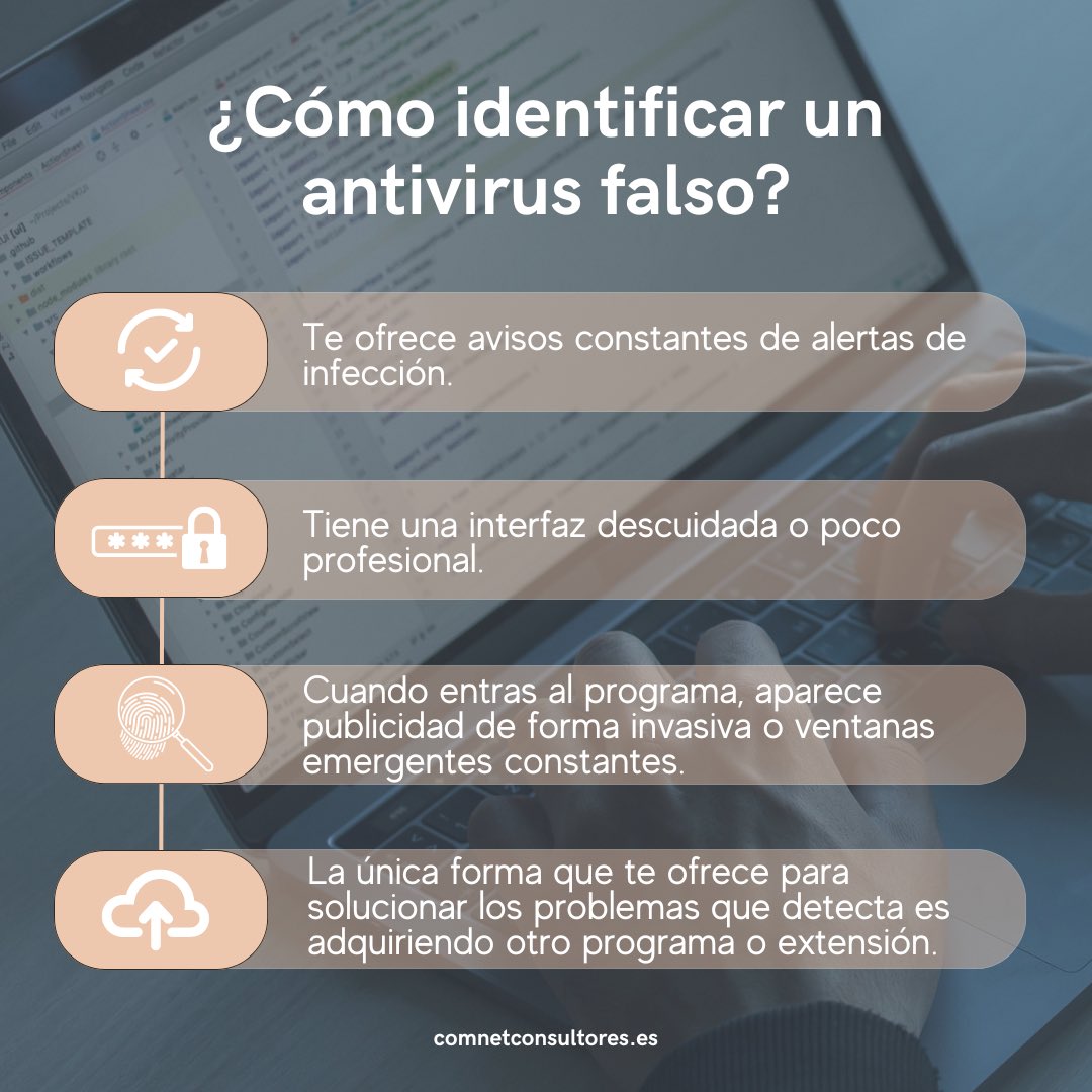 comnetsl's tweet photo. 🤖❌ ¿Sabías que el antivirus que tienes instalado en tu dispositivo podría ser falso? Te dejamos 4️⃣ señales clave que te ayudarán a identificarlo: https://t.co/BMahmUz1Be