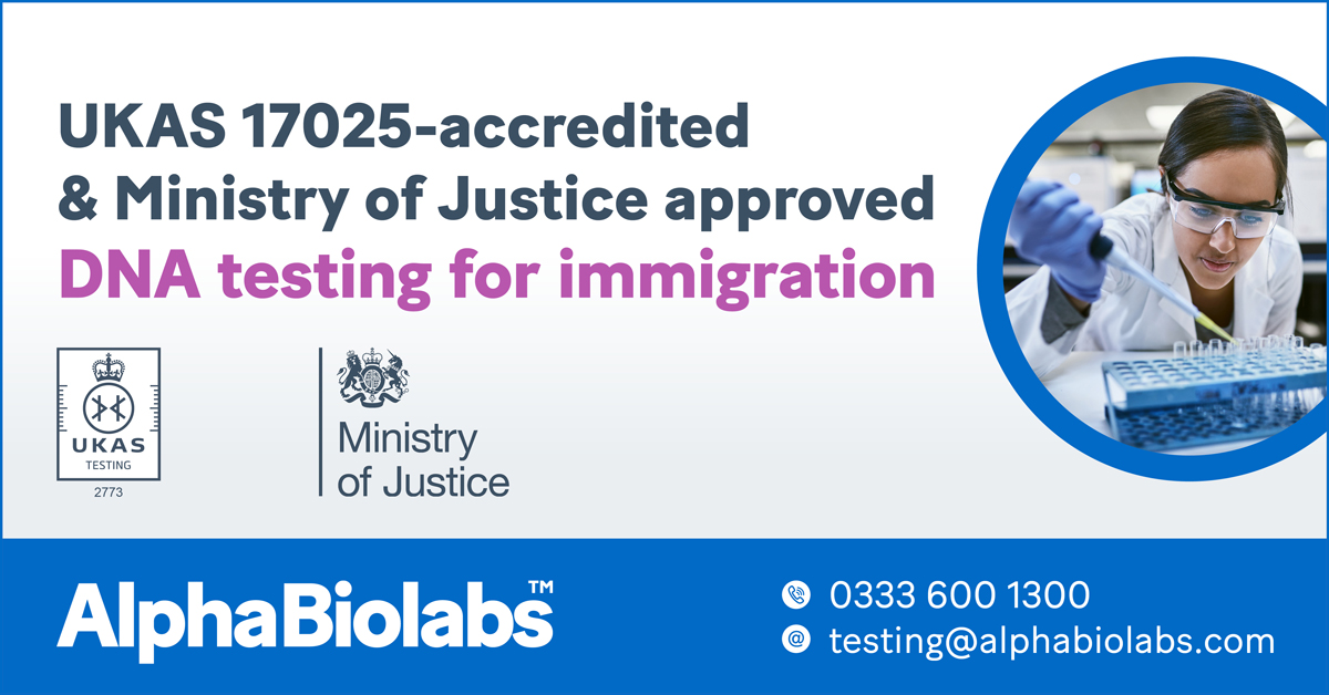 AlphaBioLabs's tweet image. Here at AlphaBiolabs we have over 20 years experience providing DNA testing for specialist immigration solicitors and their clients.
Get a quote online ➡ bit.ly/3SGS8Vf
#immigrationdnatesting #dnatesting #legaltesting #solicitors #familylaw