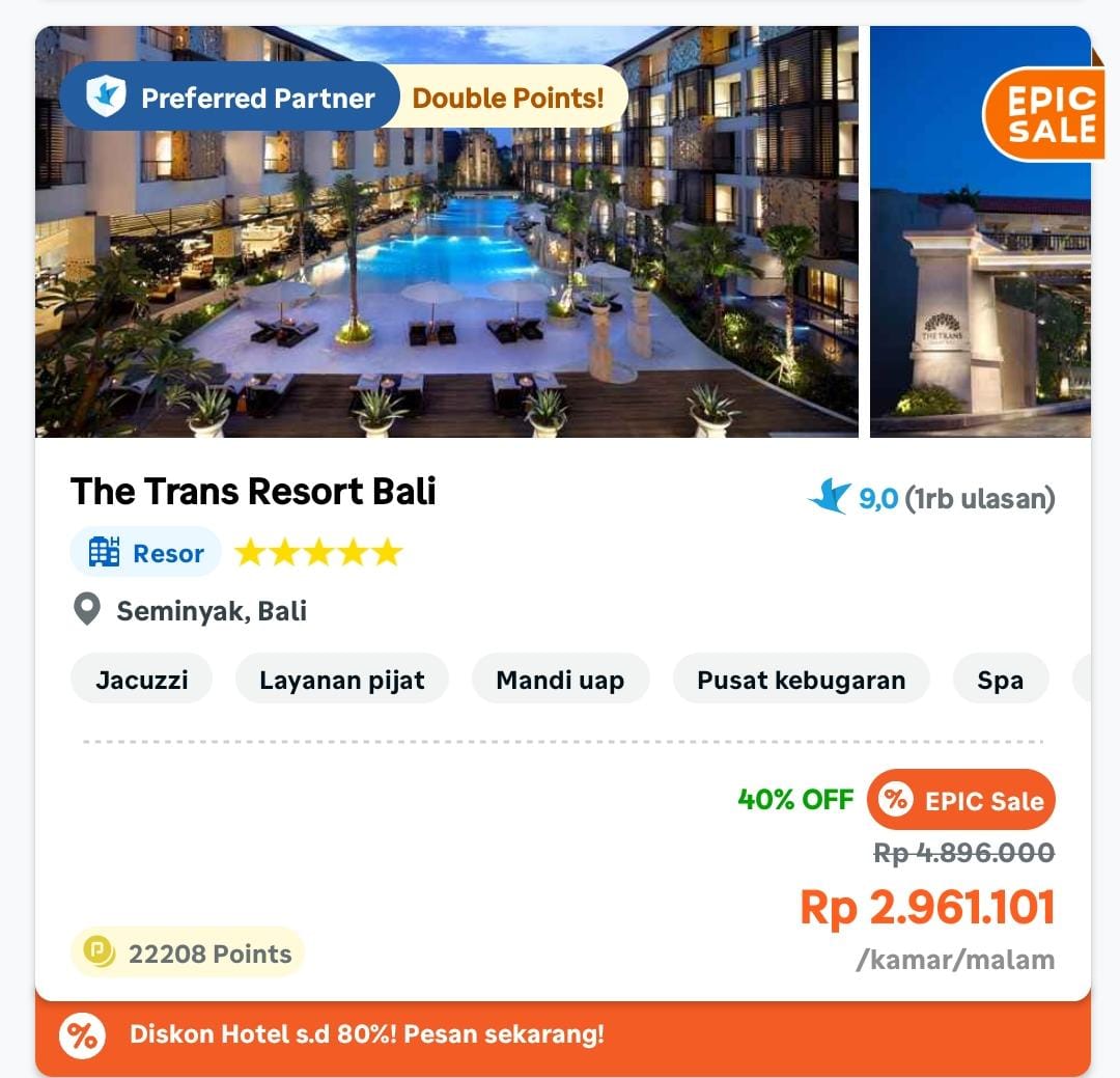 asik banget liburan di bali, dapet promo juga dari  Traveloka EPIC Sale diskonnya mantul s.d 80% loh, buruan booking nih 
#TravelokaEPICSale