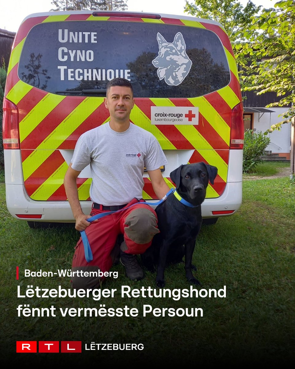 RTLlu's tweet photo. Zu Argenbühl, am Bundesland Baden-Württemberg, war d'Lëtzebuerger Rettungshondsstaffel vun der @CroixRougeLu um Dënschden am Asaz. https://t.co/qX1bMTjFVL https://t.co/3ETsnikMdb
