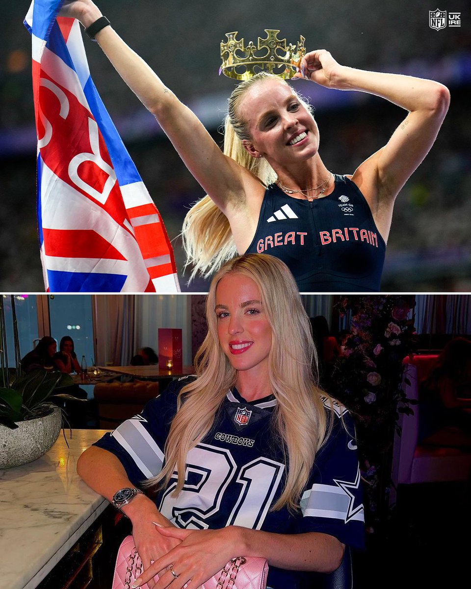 NFLUKIRE's tweet photo. Team GB gold medalist Keely Hodgkinson rocking the Zeke #21 @dallascowboys jersey ⭐ https://t.co/qkwr4g44Is