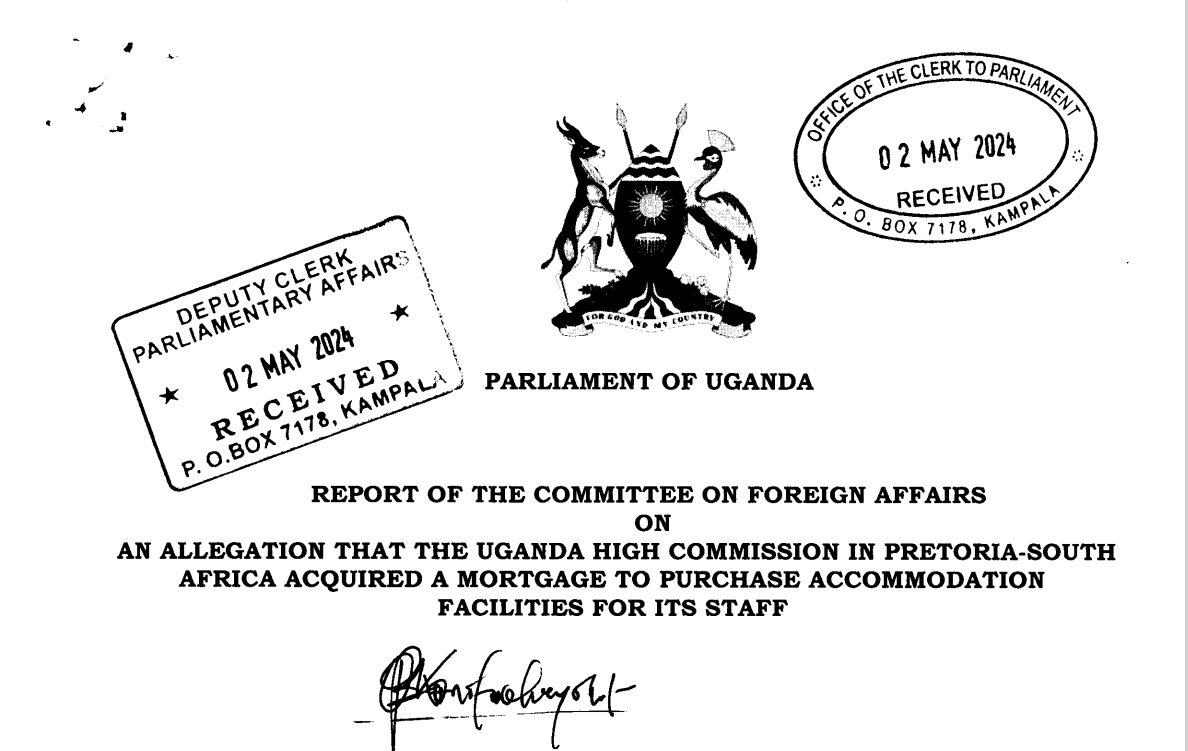 pwatchug's tweet photo. #ReportAlert
Report on an Allegation that the Uganda High Commission in Pretoria-South Africa Acquired a mortgage to acquire accommodation for their staff: https://t.co/iVJovDyVGw https://t.co/RFsZwc9xsJ