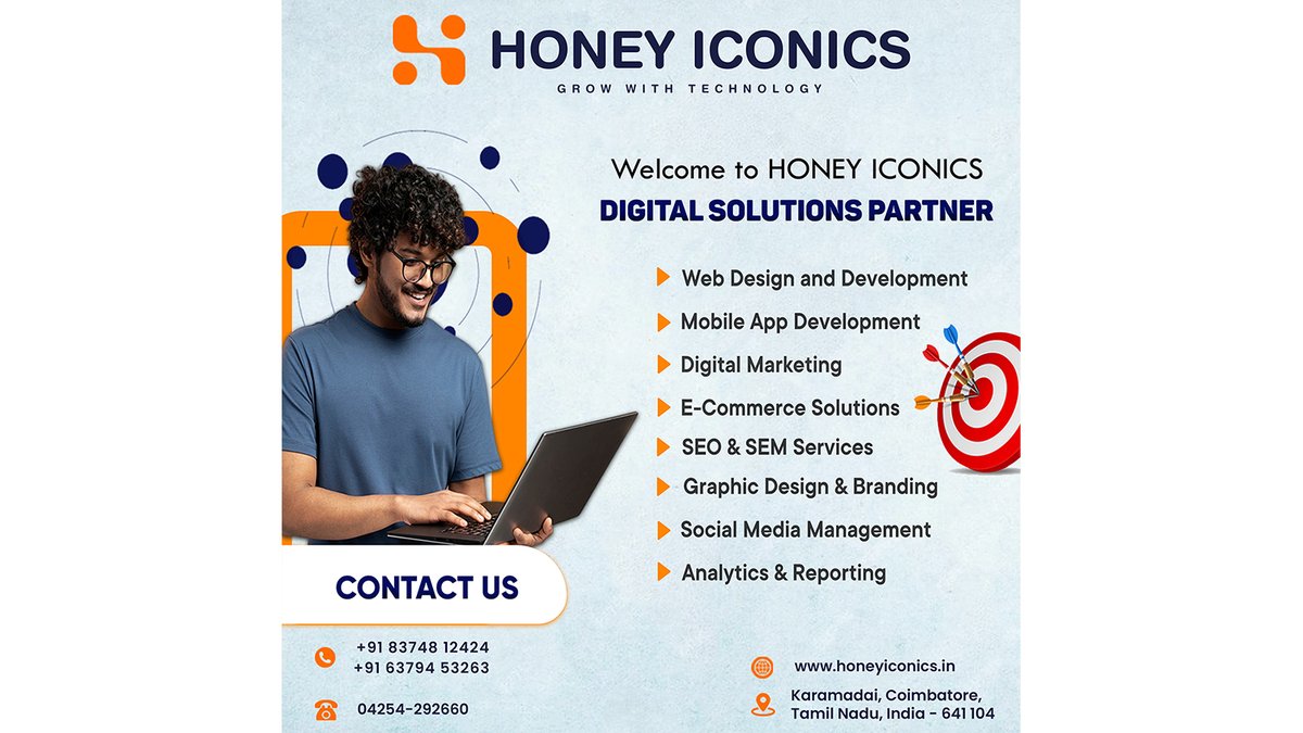 arul031981's tweet photo. 📷 Innovative Digital Solutions! 📷
Stay ahead of the competition with Honeyiconics, the best digital solution company in Coimbatore.
#Innovation #DigitalMarketing #Honeyiconics #coimbatore #CoimbatoreNews #coimbatoree #coimbatorelife #digital #digitalmarketer https://t.co/AK5wXZdhl8