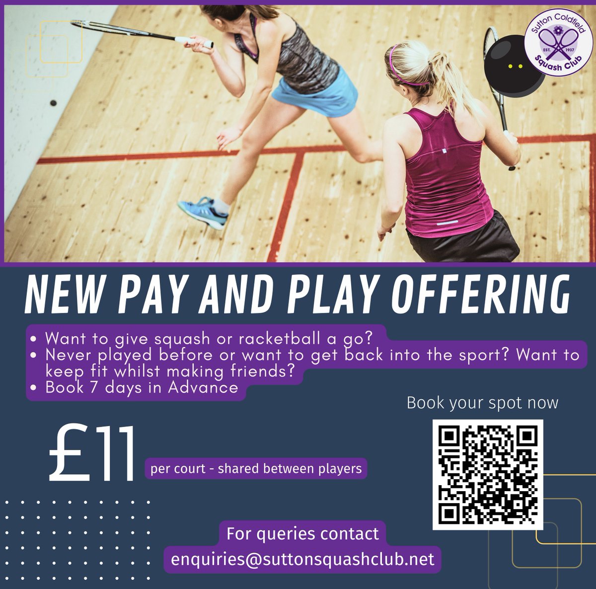 *Exciting News* We have launched a new Pay and Play system for non members to use at the club. 😃

suttonsquashclub.mycourts.co.uk/payplay_bookin…

#squash #racketball #payandplay #suttoncoldfield #Birmingham