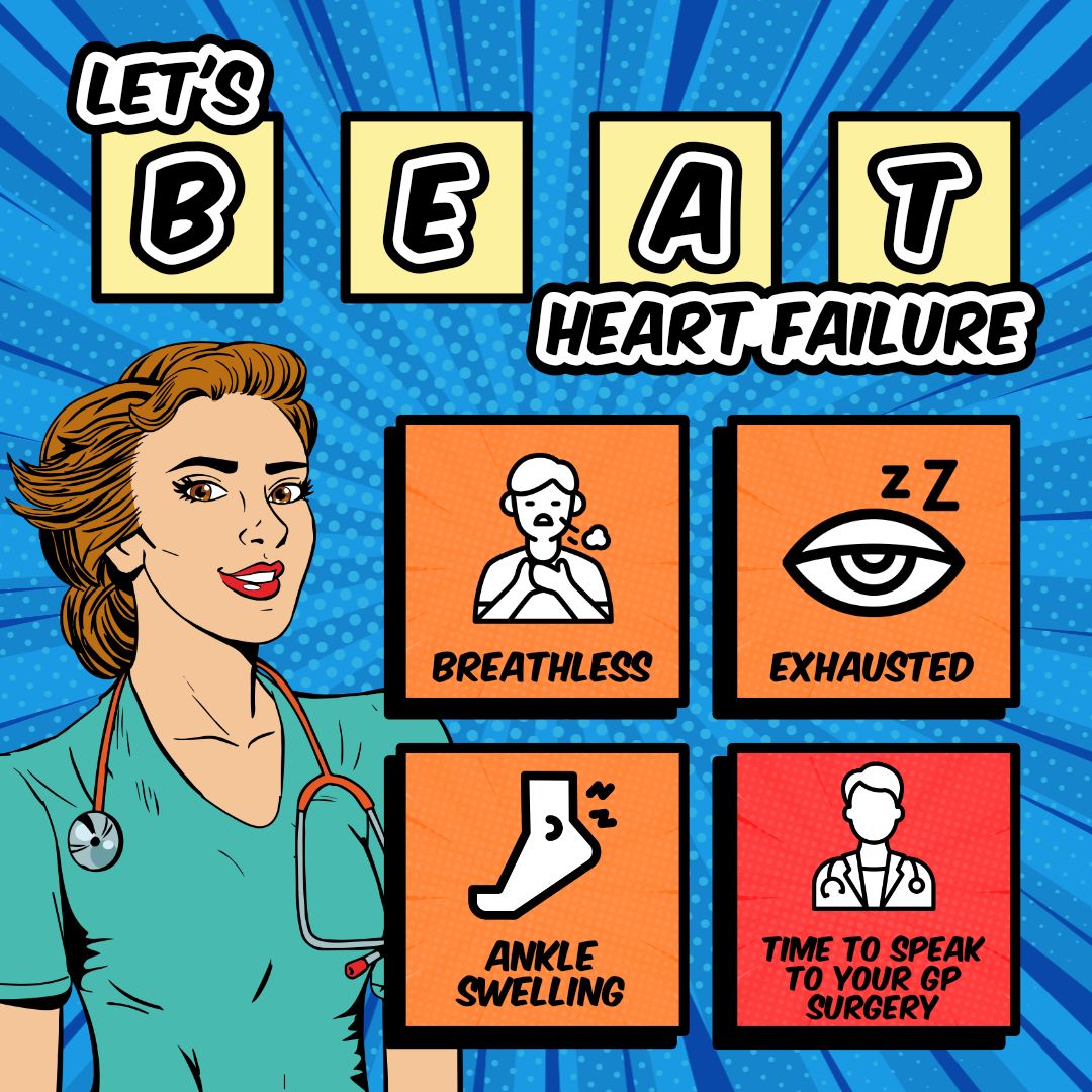 pumpinghearts's tweet image. Let's #BeatHF together by raising awareness of Heart Failure symptoms. Watch out for a combination of these symptoms:

Breathlessness
Exhaustion
Ankle swelling
Tell your GP surgery