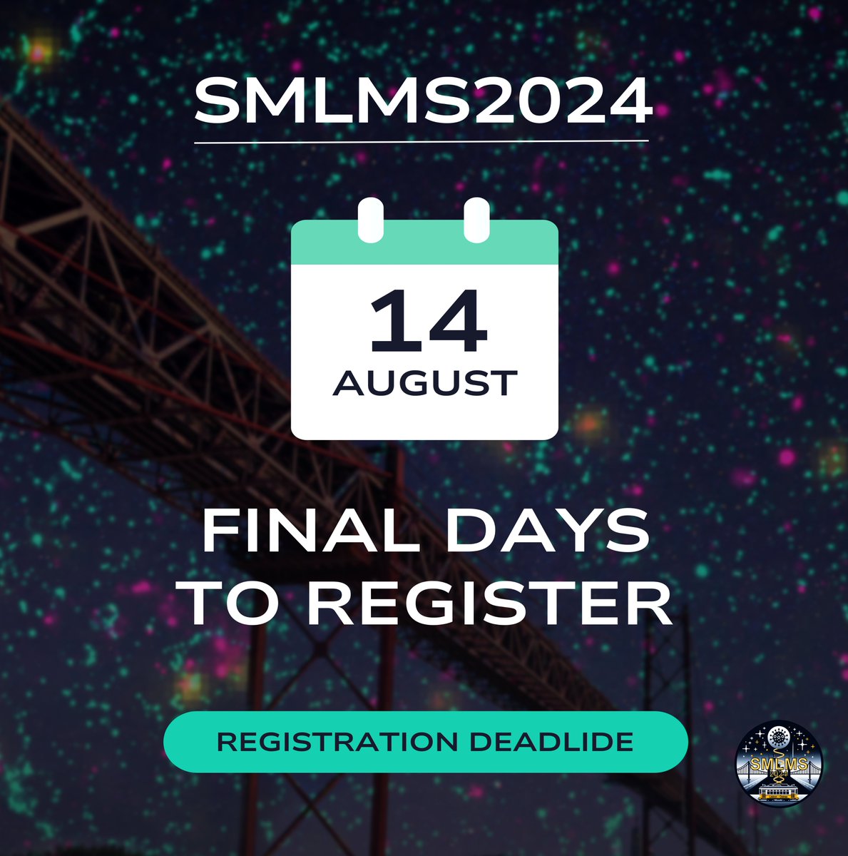 ⚠FINAL DAYS TO REGISTER⚠ The final countdown to #SMLMS2024 is just arriving and this is your last chance to secure your spot at the most anticipated scientific event of the year!

📅 You have one last week to register: 2024.smlms.org/pages/registra…
