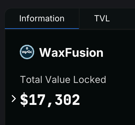 What great news to wake up to.. WaxFusion is now listed on DefiLlama and has over 600,000 WAX staked in the first 36 hours.