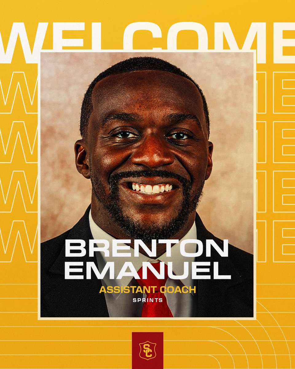 USC Track & Field / XC (@usc_track_field) on Twitter photo Welcome to the #TrojanFamily, Brenton Emanuel!
<a href="/CoachBME/">Brenton Emanuel</a> earned USTFCCCA Midwest Region Assistant Coach of the Year honors last year at Nebraska. Welcome to the #TrojanFamily, Brenton Emanuel!
<a href="/CoachBME/">Brenton Emanuel</a> earned USTFCCCA Midwest Region Assistant Coach of the Year honors last year at Nebraska.