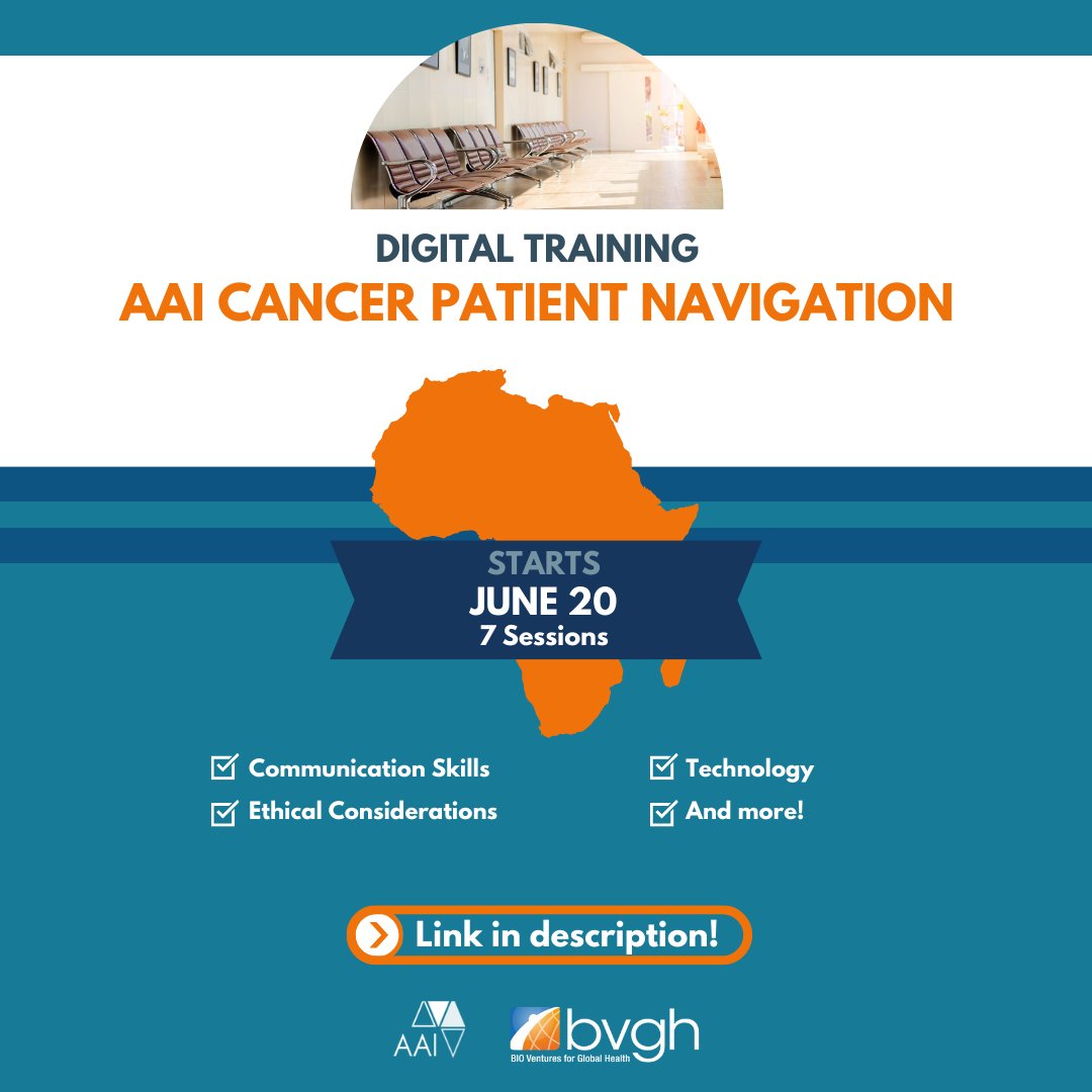 Tomorrow (August 8) is the 6th session of our free AAI Cancer Patient Navigation Digital Course! This week: How to Launch a Patient Navigation Program.
 
Register here: us06web.zoom.us/webinar/regist…