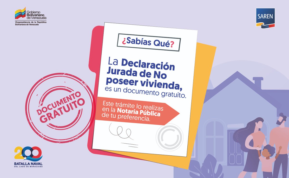 #SabíasQué 👉 La Declaración Jurada de No poseer vivienda, es un documento gratuito.

🔹Este trámite lo realizas en la Notaría Pública de tu preferencia.

#8Ago