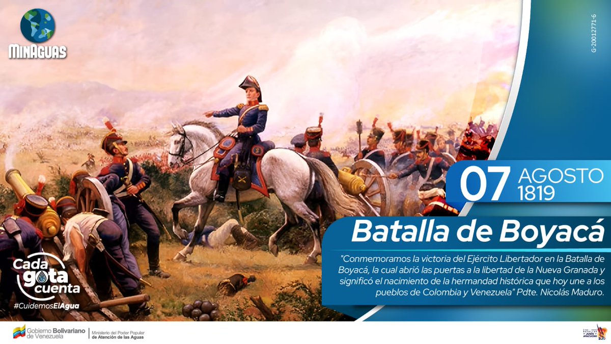 MinAguas (@minaguasoficial) on Twitter photo "Rendimos un sentido homenaje a los hombres y mujeres patriotas quienes enfrentaron junto a Bolívar, las más grandes dificultades para liberar del imperio español a la Nueva Granada. Boyacá es símbolo del coraje y la nobleza que corre por nuestras venas". Pdte. <a href="/NicolasMaduro/">Nicolás Maduro</a>🇻🇪 "Rendimos un sentido homenaje a los hombres y mujeres patriotas quienes enfrentaron junto a Bolívar, las más grandes dificultades para liberar del imperio español a la Nueva Granada. Boyacá es símbolo del coraje y la nobleza que corre por nuestras venas". Pdte. <a href="/NicolasMaduro/">Nicolás Maduro</a>🇻🇪