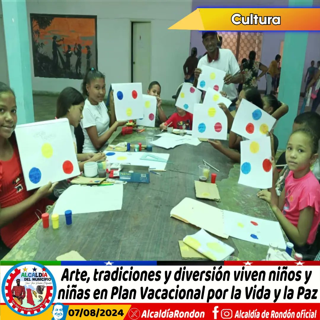 #7Ago 👧🏻👦🏻Arte, tradiciones y diversión viven niños y niñas en Plan Vacacional por la Vida y la Paz 

#ConDiosyElPuebloVamosPaLante
#PlanCiudadRondón
#LasMercedesdelLlanoGuárico
#LasMercedesDelLlano
#Guárico
#GuáricoProduce
#JusticiaSoberana

instagram.com/p/C-X5f0ROxWn/…