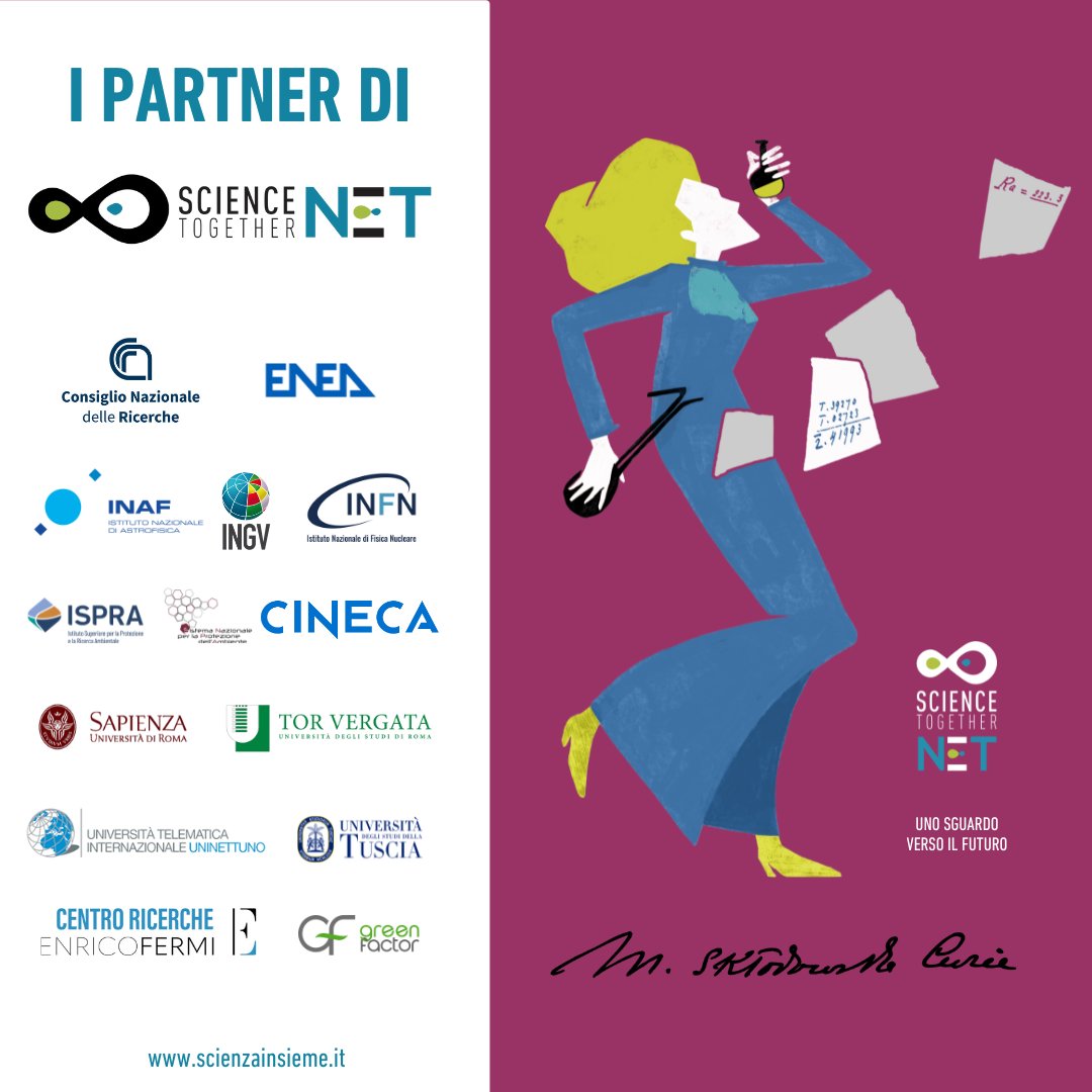 👨‍🔬Chi sono i partner di #scienzainsieme ?
🔬Al progetto NET - scieNcE Together aderiscono i principali Enti pubblici di ricerca ed alcune Università italiane.
ℹ️ Per ulteriori info: scienzainsieme.it

#ern2024 #ernitaly  #NET2024 #EuropeanResearchersNight #MSCANight