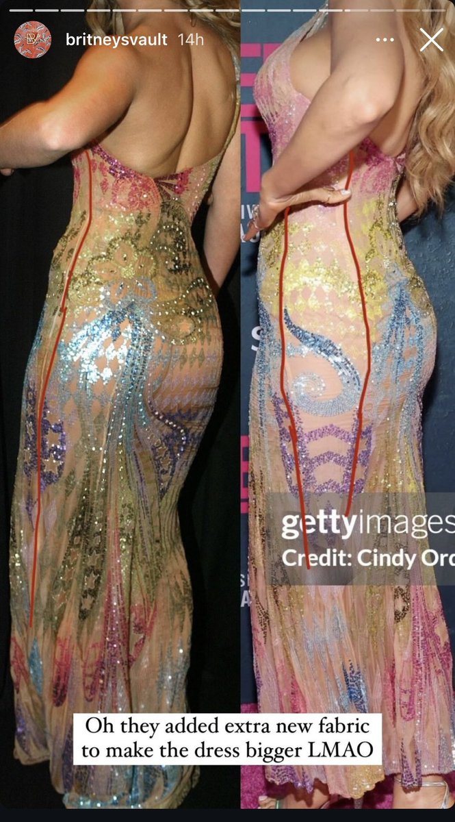 opsbritneys's tweet photo. caralho foi o MESMO vestido da britney mas rasgaram pra costurar mais tecido pra caber na blake? gente???? uma ofensa a uma patrimônio tal qual a kim com o vestido da marilyn, donatella sua vagabunda do caralho https://t.co/VA2A73a72S