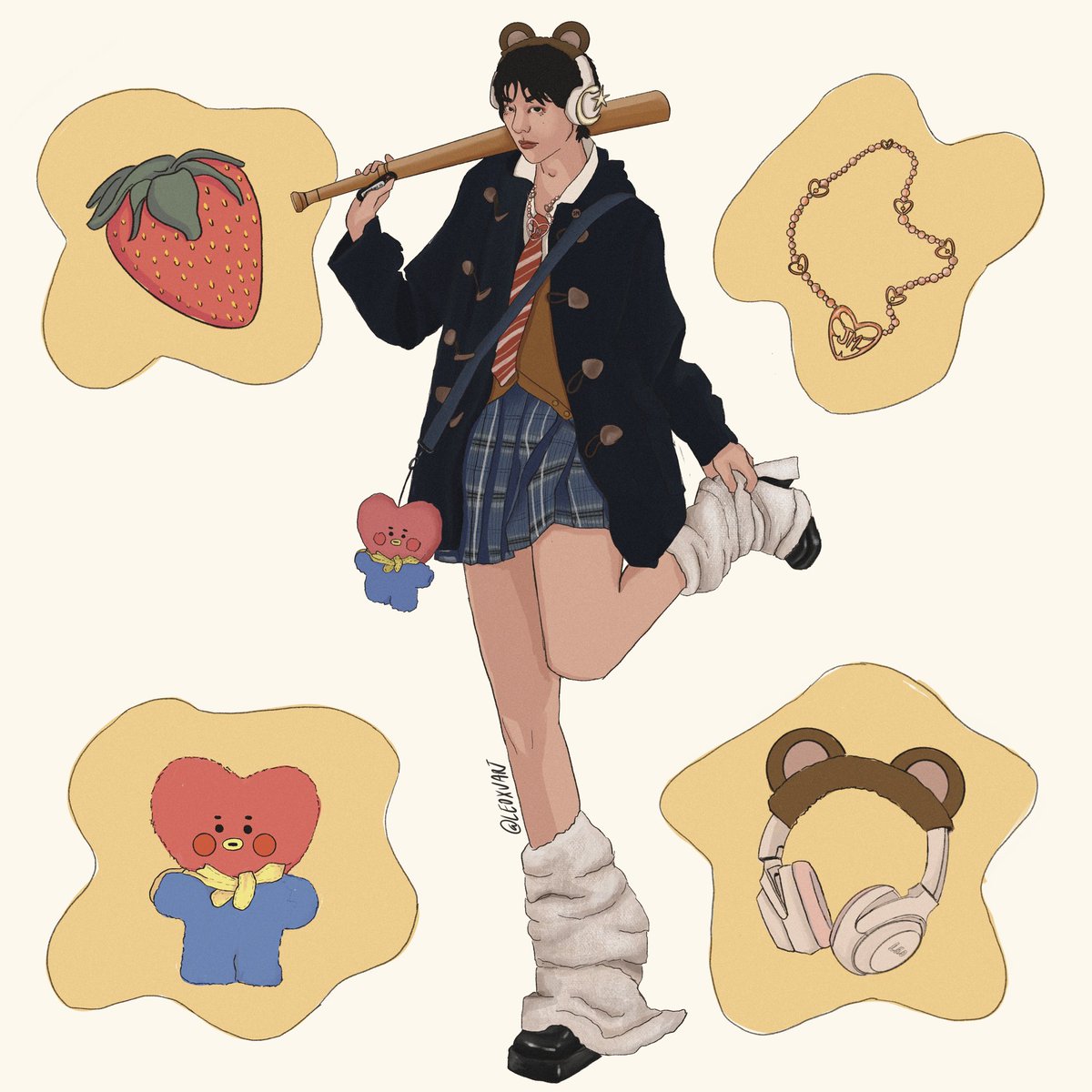 leoxvart's tweet photo. #TAEHYUNG 🎧⚾️

#btsfanart
#방탄소년단 https://t.co/HHd9vMKh35