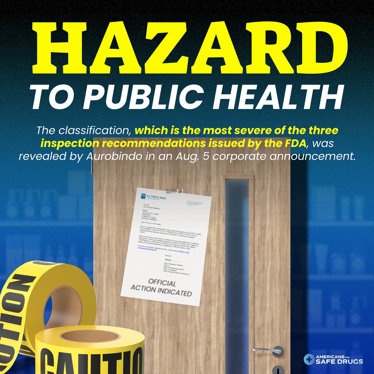 NEW: <a href="/US_FDA/">U.S. FDA</a> hits Aurobindo's Eugia with “Official Action Indicated” designation in the wake of a failed plant inspection in India, citing 7 observations related to the failure of employees to follow procedures intended to prevent microbial contamination.

tinyurl.com/bdhrkpn3