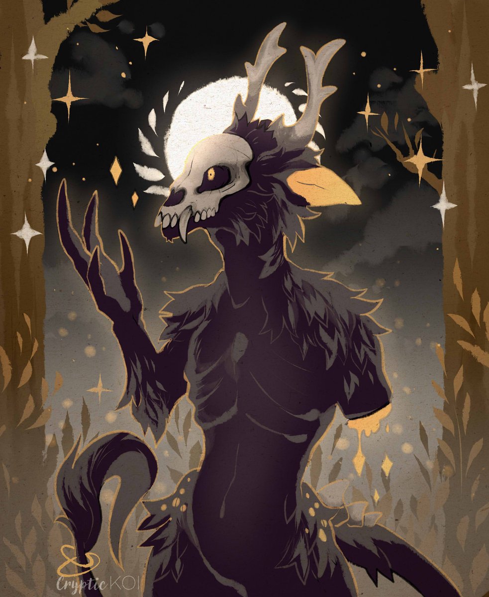 CrypticKoi's tweet photo. Experimental artwork featuring @SisyphusSnake's character! Im obsessed with the colour palette I stg https://t.co/hx9MovSbzj