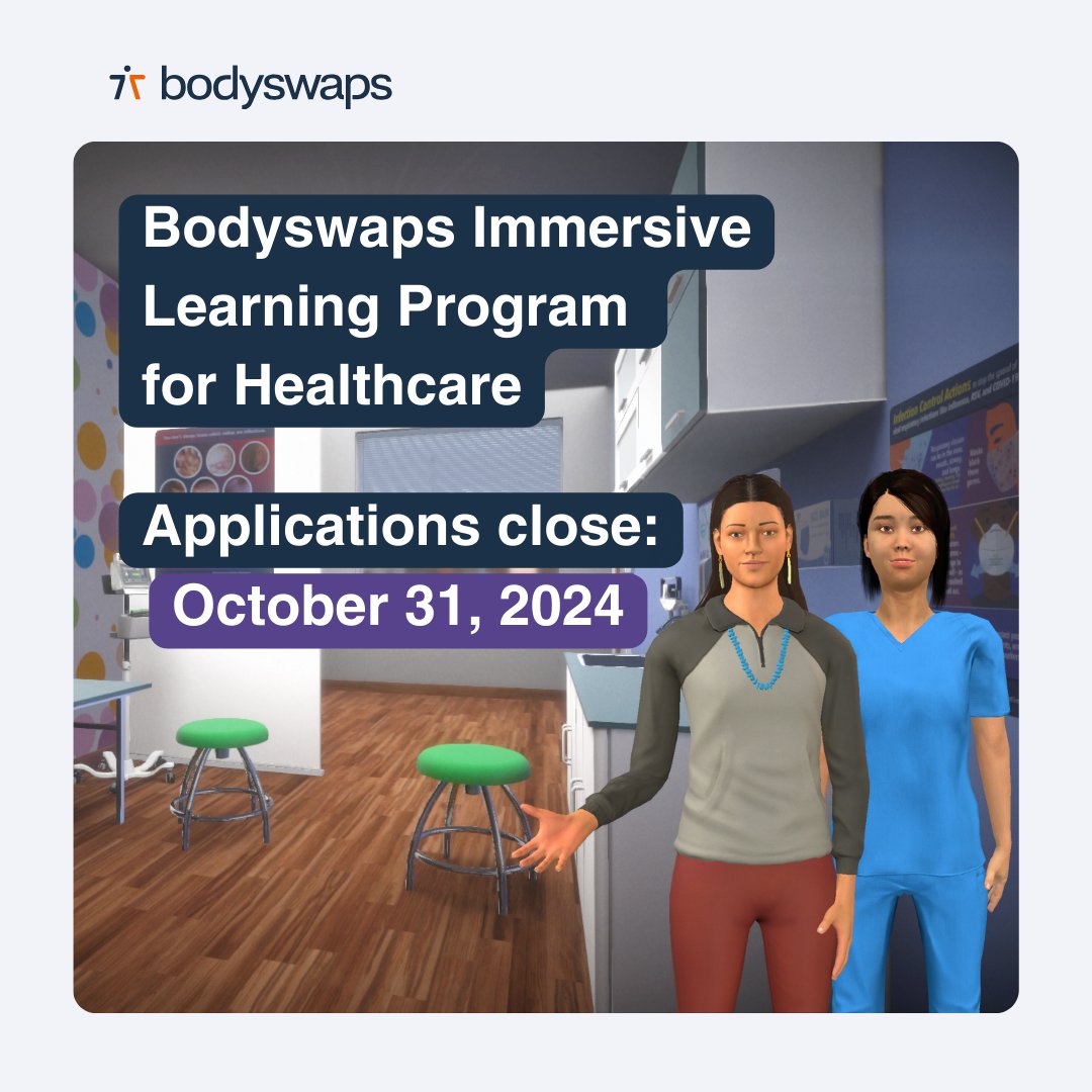 Bodyswaps® (@bodyswaps_vr) on Twitter photo Discover for yourself the real impact of AI-powered immersive learning on healthcare staff and students through our exclusive Immersive Learning Program.
Learn more and apply on our website: bit.ly/3LUL9V1 
#VRinHealthcare #AIinHealthcare #SoftSkills #NursingSkills Discover for yourself the real impact of AI-powered immersive learning on healthcare staff and students through our exclusive Immersive Learning Program.
Learn more and apply on our website: bit.ly/3LUL9V1 
#VRinHealthcare #AIinHealthcare #SoftSkills #NursingSkills