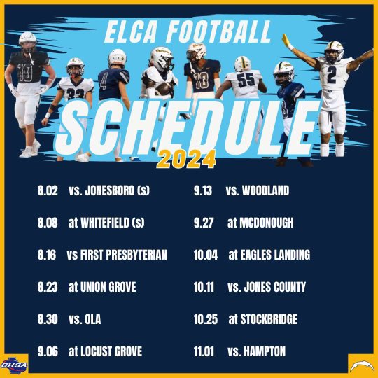 ELCAFootball's tweet image. ⚡️ 2024 SEASON!⚡️
#ELCA #TOGETHER