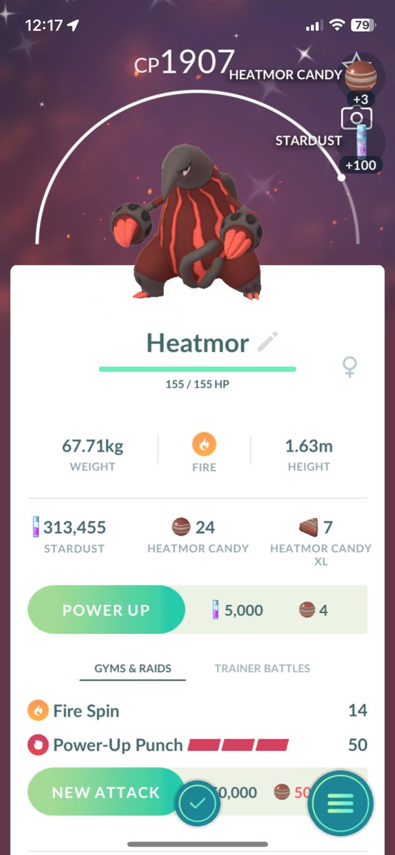 Custom3Dcards's tweet photo. Randomly opened the app and on my last Pokéball I caught this beauty #pokemongo #pokemon #shiny #heatmor https://t.co/QnZq1v4EnF