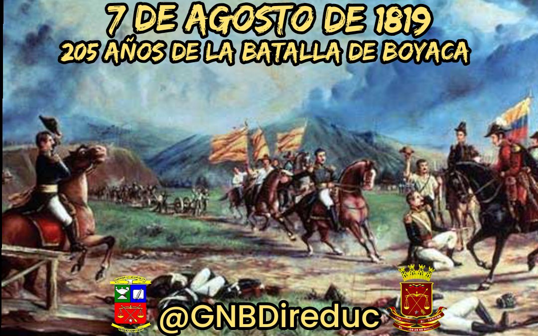 #7Ago Celebramos 205 años de la Batalla de Boyacá, un hecho decisivo que marcó el rumbo hacia la independencia en América del Sur. Honramos la valentía de nuestro Libertador Simón Bolívar y todos los héroes que lucharon por nuestra libertad.